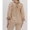 Women's Tie Collar & Sleeve Top - entro - 2 of 4