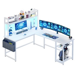 Aheaplus L Shaped Desk with Power Outlet & LED Strip - 1 of 4