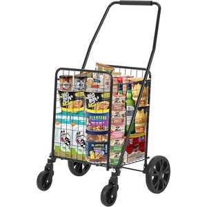 Folding Shopping Cart with 22 Gallon Large Basket, Grocery Cart with 360° Swivel Wheels, 110 Lbs Large Capacity Utility Cart for Shopping, Grocery - 1 of 4