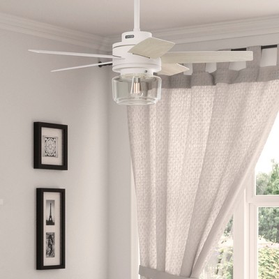 Margo 52" Textured White Ceiling Fan with Light Oak Blades and Remote