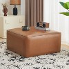 Okak Modern Comfortable Square Ottoman Bench Side Table Soft Upholstered Footrest Stool for Living Room, Hallway, Bedroom, Entryway, Brown - 2 of 4
