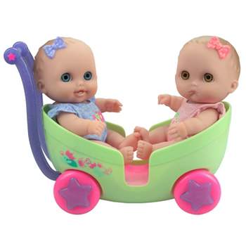 JC Toys Lil' Cutesies Twins 8.5" All Vinyl Baby Doll with Stroller