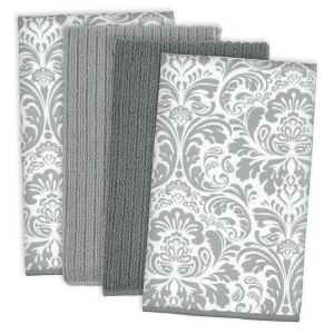 Design Imports Gray Damask Mf Dishtowel Set/4 - 1 of 4