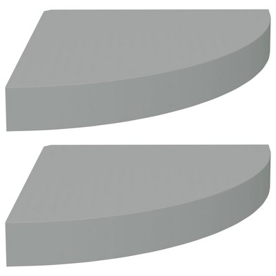 vidaXL Floating Corner Shelves 2 pcs Gray 9.8"x9.8"x1.5" MDF