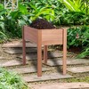 Gulches Set of 2 Brown Raised Planters Garden Beds, 22x8x6 - with Grid Design, Outdoor Wooden Planters and Plant Stand with Climbing Trellis - 2 of 4