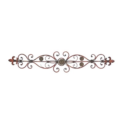 11" x 54" Rustic Metal Ornamental Decorative Wall Sculpture Brown - Olivia & May