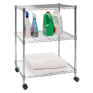 Shelving.com 3-Tier Chrome Wire Shelving with Wheels, Standard Duty - 14"d x 24"w x 32"h - 1 of 2
