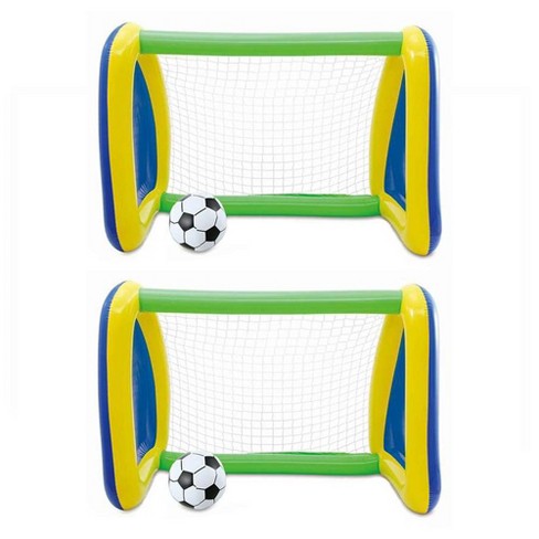 Two Pack Big Play Sports Jumbo Inflatable Pool Goal And Ball Soccer Set Target