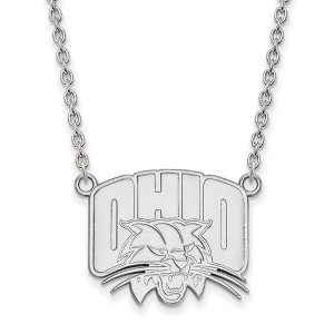 Black Bow Jewelry 10k White Gold Ohio Bobcats NCAA Necklace 18 Inch - 1 of 4