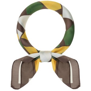 Elerevyo Women Contrast Color Silk Like Bandana Square Neck Scarves 1 Pc 27.6"x27.6" - 1 of 4