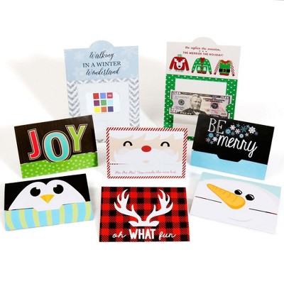 Big Dot of Happiness Assorted Holiday Cards - Christmas Money and Gift Card Holders - Set of 8