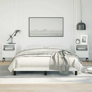 Bed Frame without Mattress White Full Faux Leather - 1 of 4