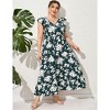 Womens Plus Size Casual Sleeveless Maxi Dress Ruffle Sleeve A Line Swing Summer Maxi Dress with Pockets - 4 of 4