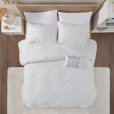 Twin/Twin XL Jemma Solid Clipped Jacquard Comforter Set - Ivory