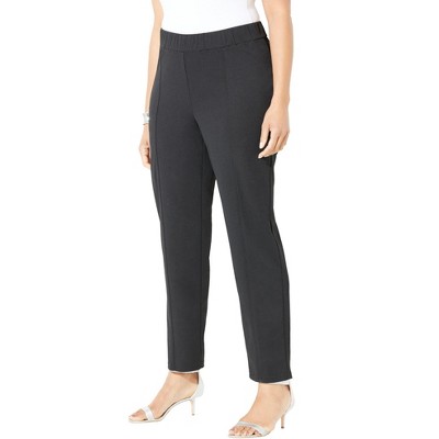 Catherines Women's Plus Size Petite Crepe Knit Pull-On Pant