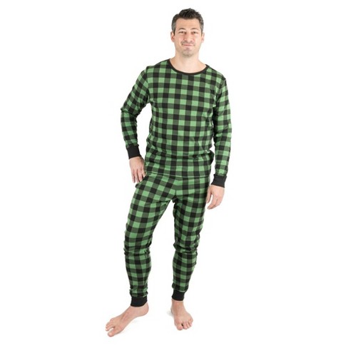 Leveret Men's Two Piece Flannel Pajamas Green S 