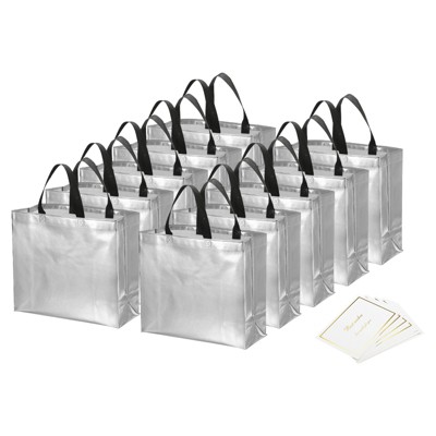 Unique Bargains Reusable Non-Woven Metallic Shiny Finish Gift Goodie Bags 12 Pcs