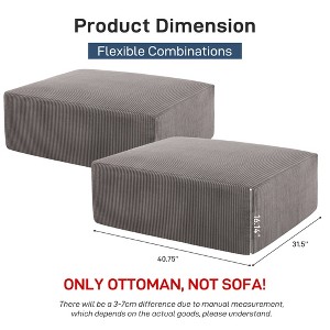 Gericco 40"*30" Small Square Footstools - No Assembly Required, Modular Corduroy Convertible Full Sponge Compression Footstools, Set of 2 (Grey) - 1 of 4