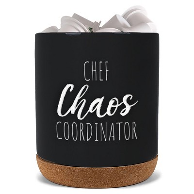 Elanze Designs Chaos Coordinator Black X-Large Cork Bottom, Kitchen Counter, Ceramic Stoneware, Coffee, Tea and Hot Chocolate, Machine Brewing, K