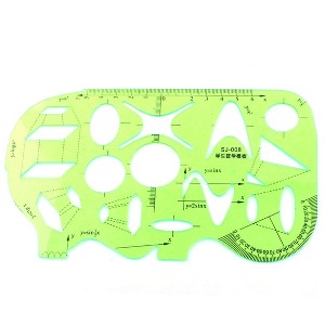 Unique Bargains Learning Math Drawing Plastic Protractor Template Ruler Clear Green - 1 of 4