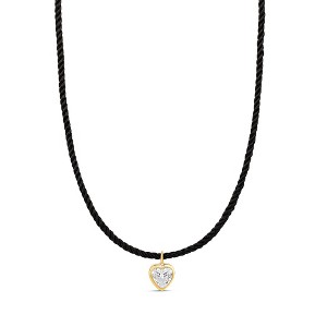 SHYMI Cord Necklace with Heart Shape Pendant — .925 Sterling Silver, 14k Gold-Plated, Cubic Zirconia, Adjustable Chain - 1 of 2