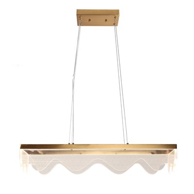 LNC Awtisfin 1-Light 31.5" Modern Linear Intergrated LED Oversized Chandelier, Polished Gold with Acrylic Glass