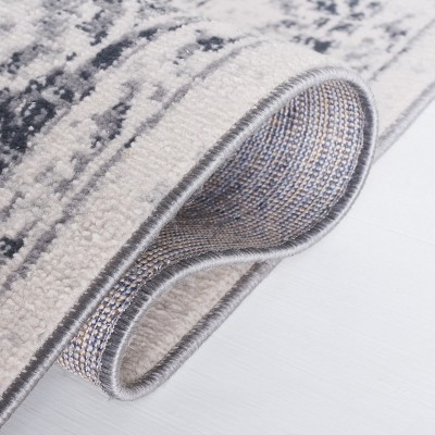 Ivory and Gray Synthetic Square Area Rug 6'7"