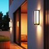 YANSUN 15.7 in. Black Cylinder Modern Integrated LED Indoor/Outdoor Porch Light Wall Lantern Sconce with White Shade - 2 of 4