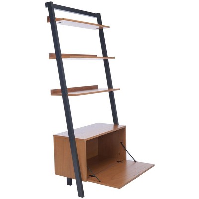 Vlad Natural Mahogany & Charcoal 3-Shelf Storage Etagere