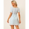 Allegra K Women's Causal Square Neck Elastic Waist Pocket Mini Floral Puff Sleeve Dress - 4 of 4