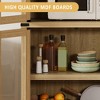 72" Tall Arched Bookshelf Cabinet, Modern Farmhouse Wood Bookcase with 4 Glass Doors & Open Shelf - 3 of 4