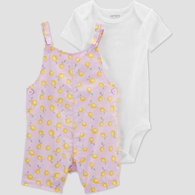 Image of Carter's Just One You® Baby Girls' Shortalls Top and Bottom Set - Lavender Newborn