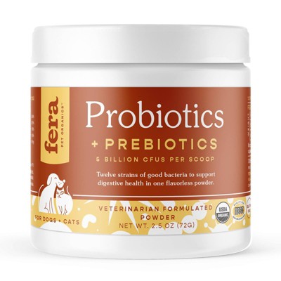 Fera Pet Organics USDA Organic Probiotics + Prebiotics Powder for Dogs and Cats - 2.5oz