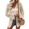 Women's Crochet Cardigan Light Weight Long Sleeve Tie Front Hollow Out Thin Cardigan - 2 of 4