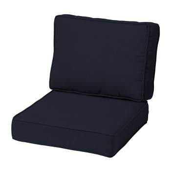 Arden Selections Plush Polyfill 24 x 24 in. Indulge Outdoor Deep Seat Cushion Set - Black Simone Tropical