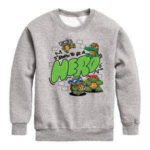 Boys' - Teenage Mutant Ninja Turtles Mutant Mayhem - Born To Be A Hero Graphic Long Sleeve Fleece Sweatshirt - 1 of 4
