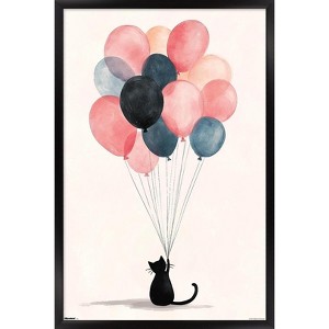 Trends International Andreas Magnusson - The Cat And The Balloons Framed Wall Poster Prints - 1 of 4