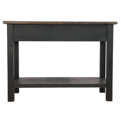 Contemporary Black and Brown Rectangular Sofa Table with Storage