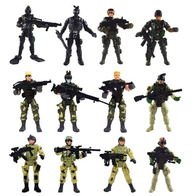 Insten 12 Special Force Army SWAT Soldiers Action Figure Toys, 4 Inches Tall