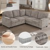 MAYEERTY Spacious L-Shaped Sectional with Sleeper Function - Storage Seats, USB Charging, Light Brown Fabric - Living Room Essential - 3 of 4