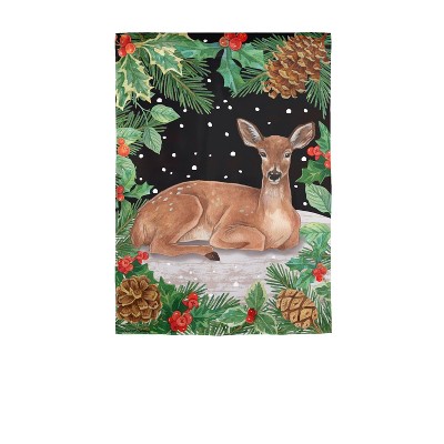 Evergreen Woodland Peace on Earth Deer Suede Garden Flag 12 x 18 Inches Indoor Outdoor Decor