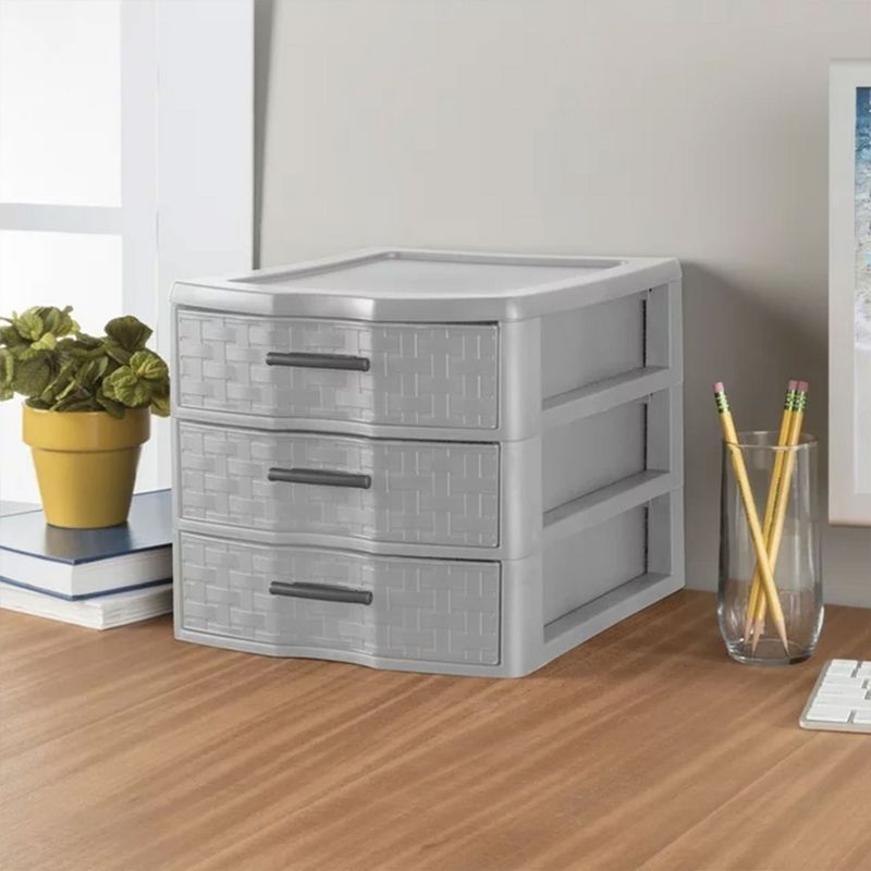 Sterilite Medium Weave 3 Drawer Storage Unit Versatile Organizer Plastic Container for Home Desktop, Countertops, and Closets, 3 of 7