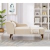 Modern Chaise Lounge Velvet Upholstered Accent Chair Bed Bench, Beige/Gray/Orange-ModernLuxe - 2 of 4
