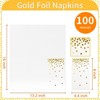 DYLIVeS 100 Pack White and Gold Foil Polka Dots Confetti Guest Towel Napkins, Disposable Xmas Hand Towels Dinner Paper Napkins for Picnic Supply - 2 of 4