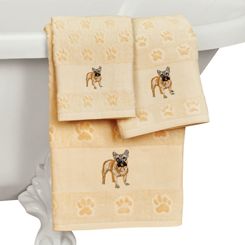 Collections Etc 3-PC DOG BREED BATH TOWEL SET French Bulldog, 1 of 5