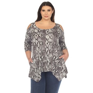 Plus Size Snake Print Cold Shoulder Tunic - 1 of 4