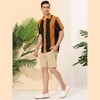 Lars Amadeus Men's Beach Striped Short Sleeve Hawaiian Color Block Button Shirts - 4 of 4