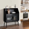 40 In. Kitchen Sideboard Buffet with Open Cubby and 2 Glass Doors - 2 of 4