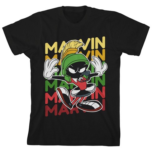 Space Jam 1996 Marvin The Martian Repeated Toddler Boy's Black T-shirt ...