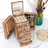 5-Layer Vintage Wooden Jewelry Box with Mirror & 4 Drawers, Torched Finish Organizer for Rings & Necklaces - 2 of 4